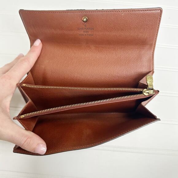 Louis Vuitton Monogram Sarah Envelope Wallet Brown Coated Canvas Vintage Bifold - Picture 6 of 7